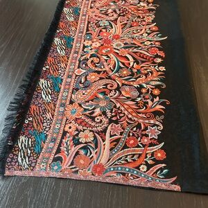 Floral Embroidered Black Shawl